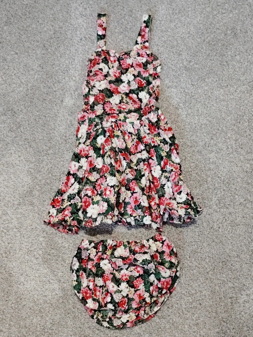 Numi Floral Sundress with Matching Bloomer Set - Pink & Green